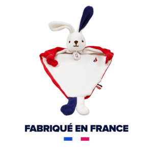 Doudou bleu, blanc, rouge